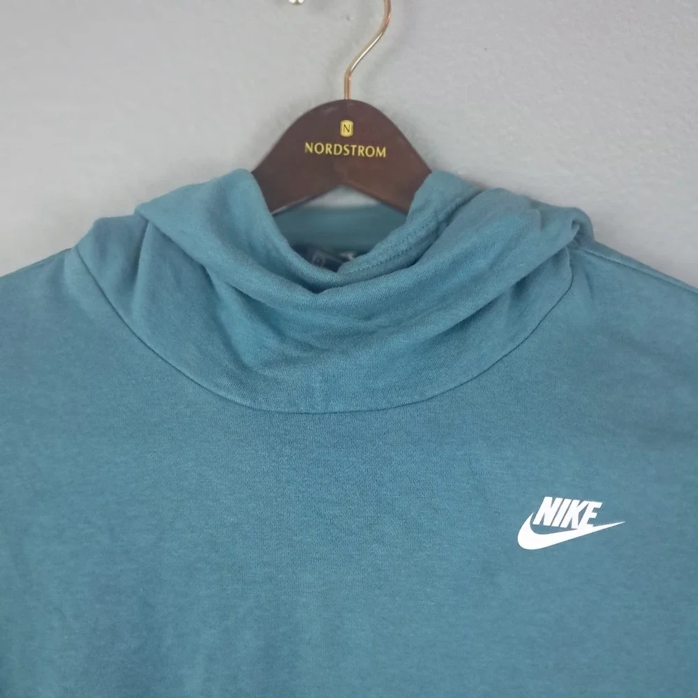 Nike Club Fleece Cowl Neck Pullover Women's Teal Aqua Athleisure Hoodie Size L